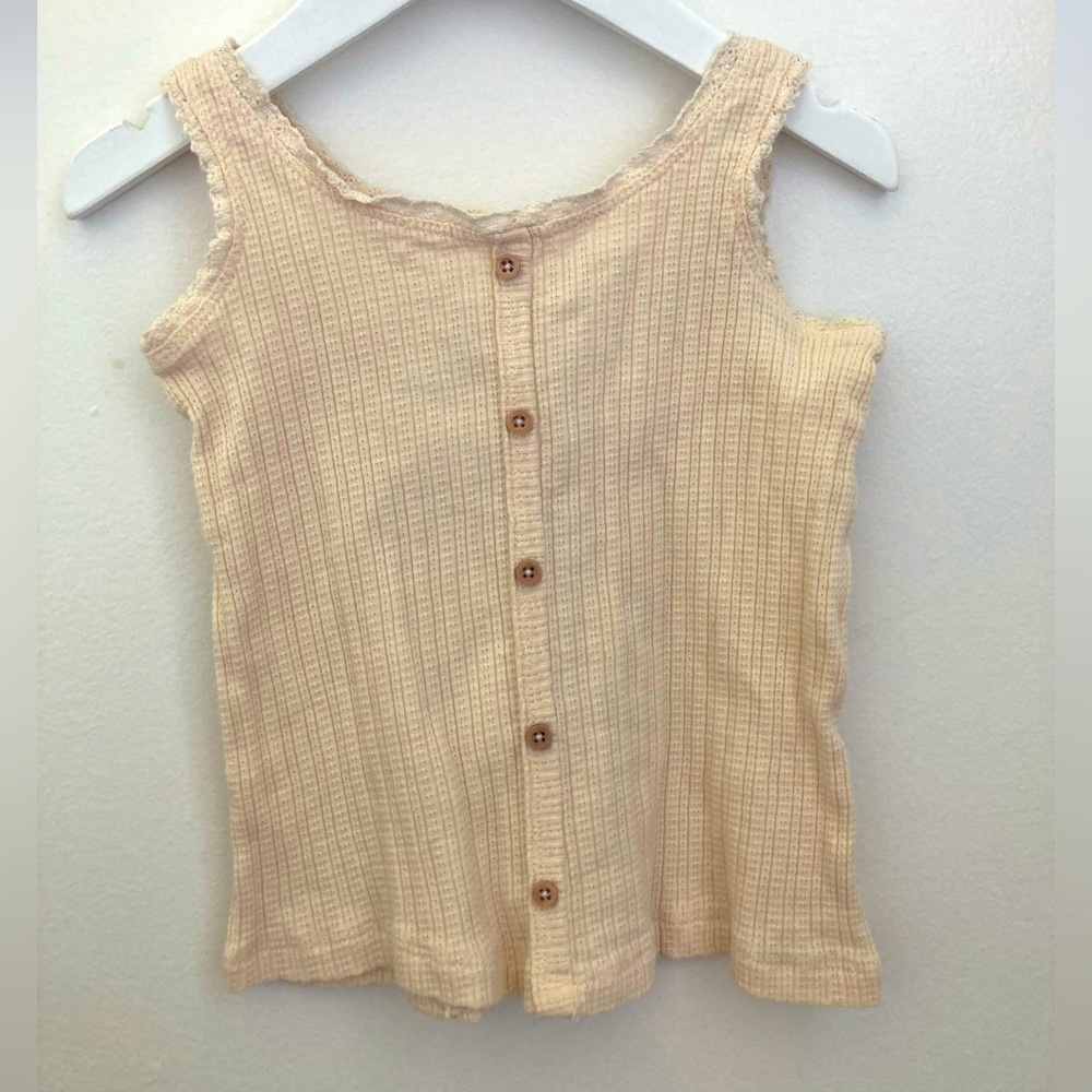 Zara girls ivory tank with button detail